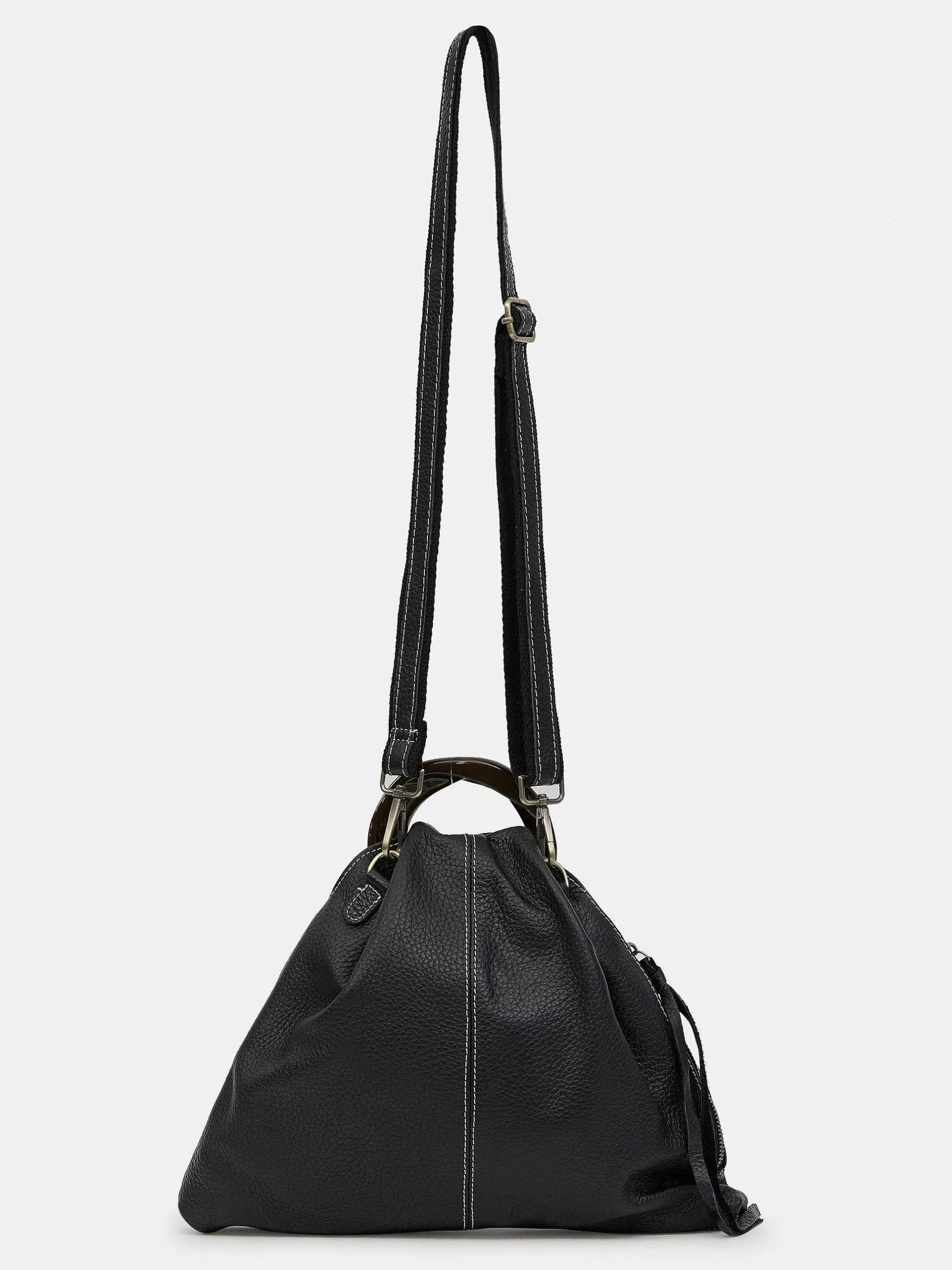 Shoes & Bags-Source Unknown Calfskin Triangle Tote, Black