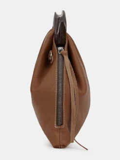 Clothing-Source Unknown Calfskin Triangle Tote, Brunette