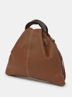 Shoes & Bags-Source Unknown Calfskin Triangle Tote, Brunette