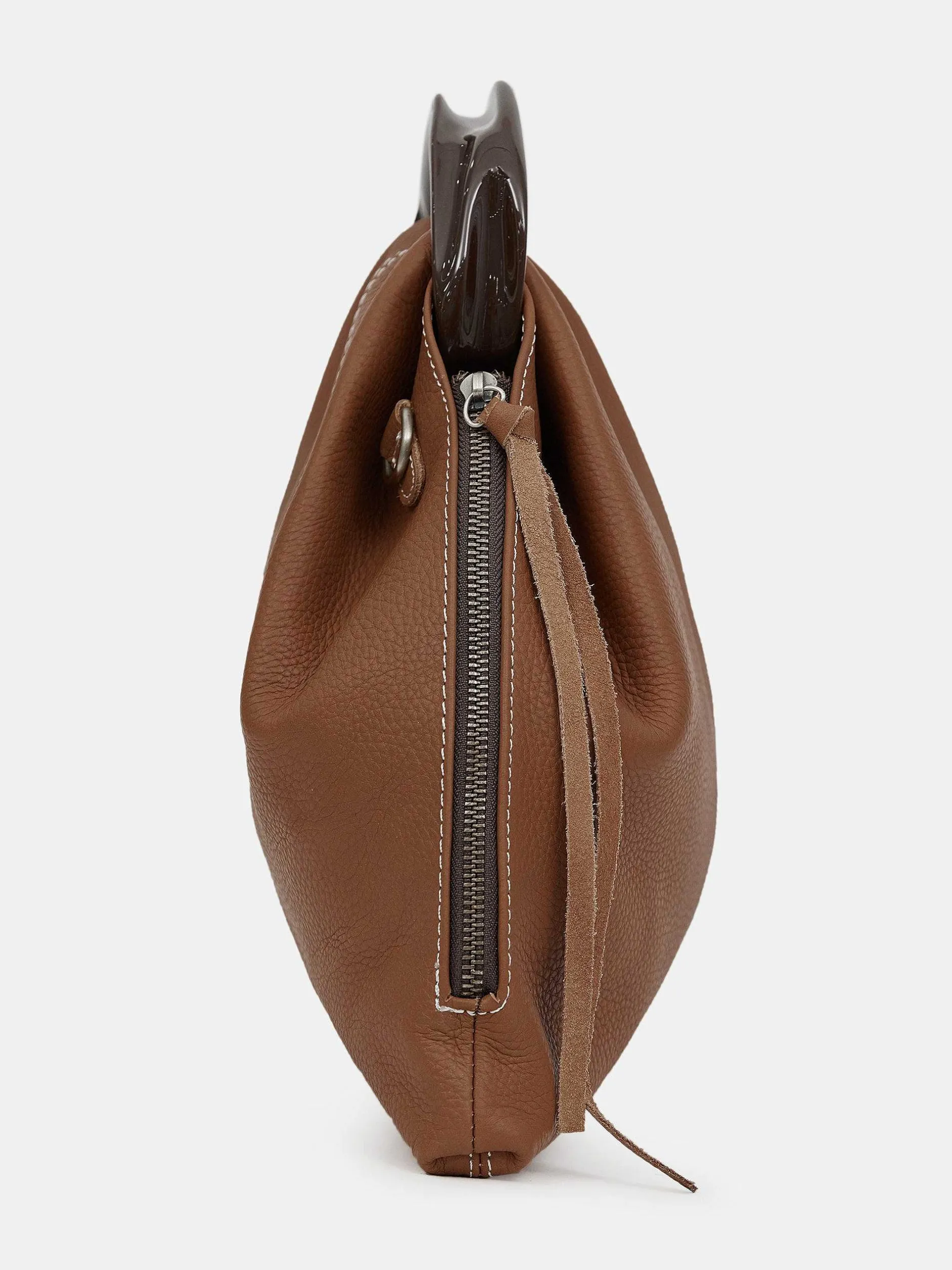 Shoes & Bags-Source Unknown Calfskin Triangle Tote, Brunette