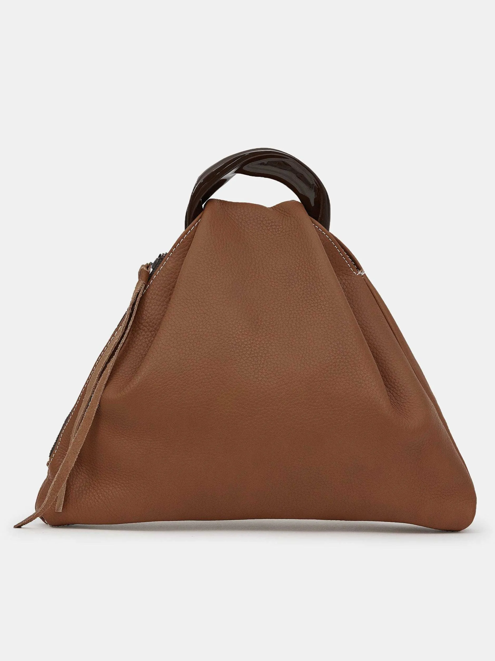 Shoes & Bags-Source Unknown Calfskin Triangle Tote, Brunette