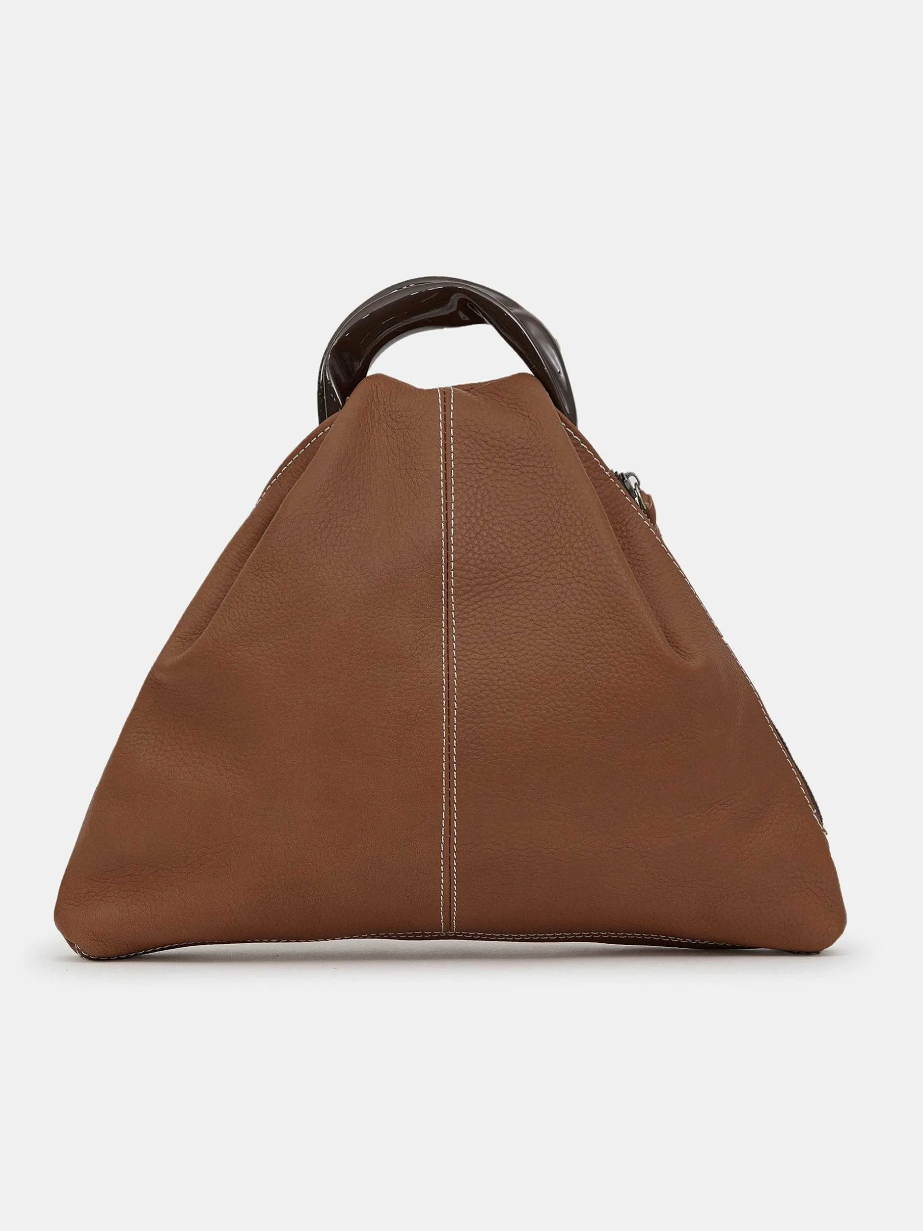 Shoes & Bags-Source Unknown Calfskin Triangle Tote, Brunette