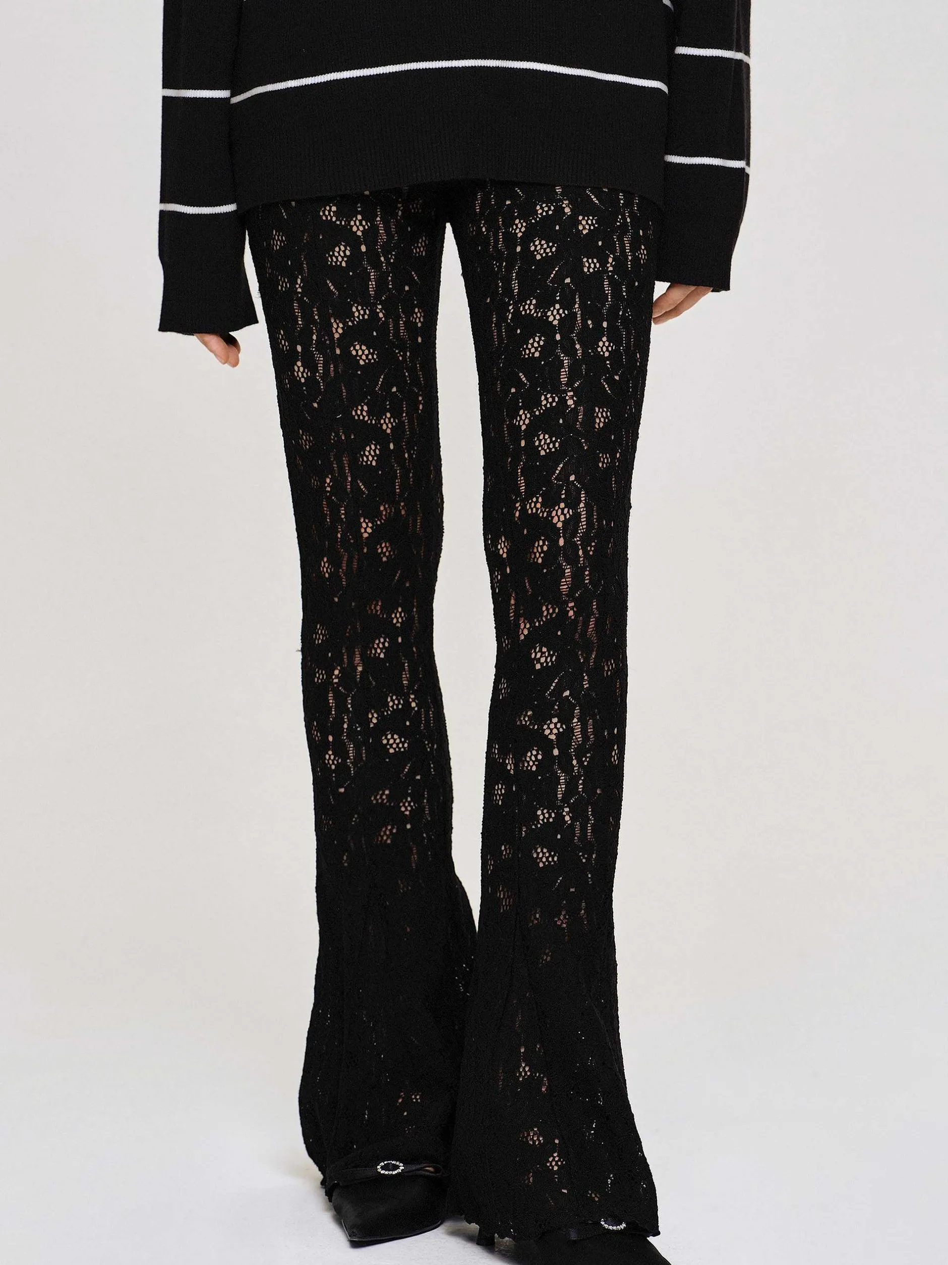 Accessories-Source Unknown Chantilly Lace Pants, Black