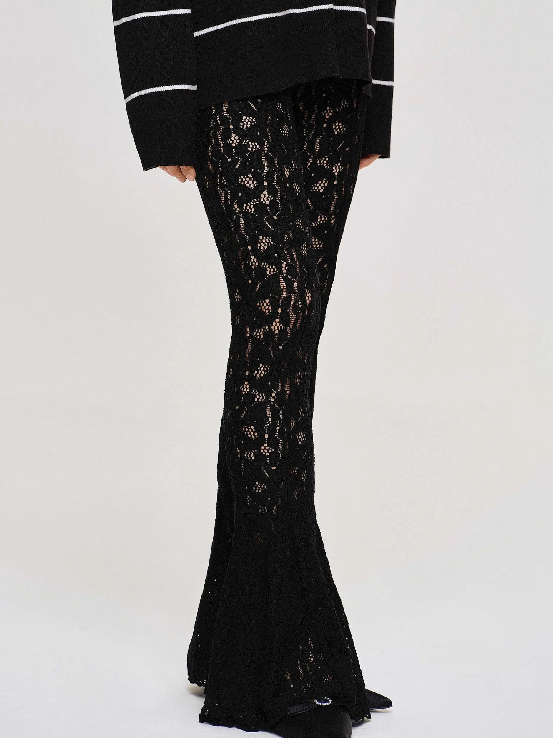 Accessories-Source Unknown Chantilly Lace Pants, Black