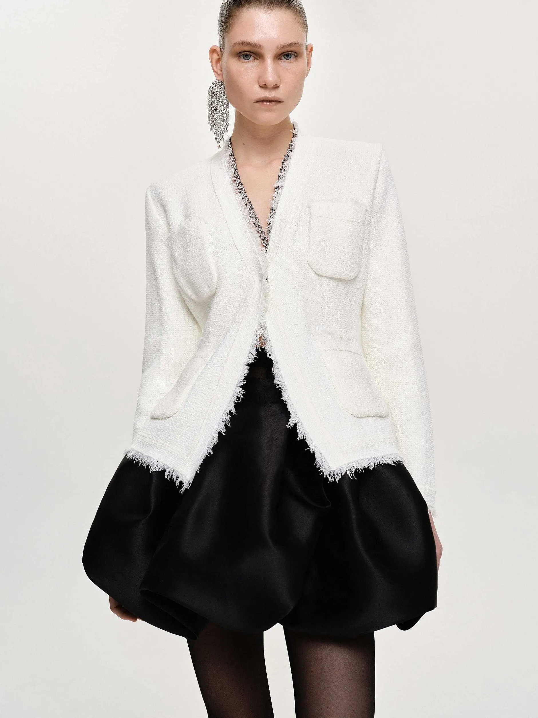 Accessories-Source Unknown Cinched Waist Cardigan, Natural White
