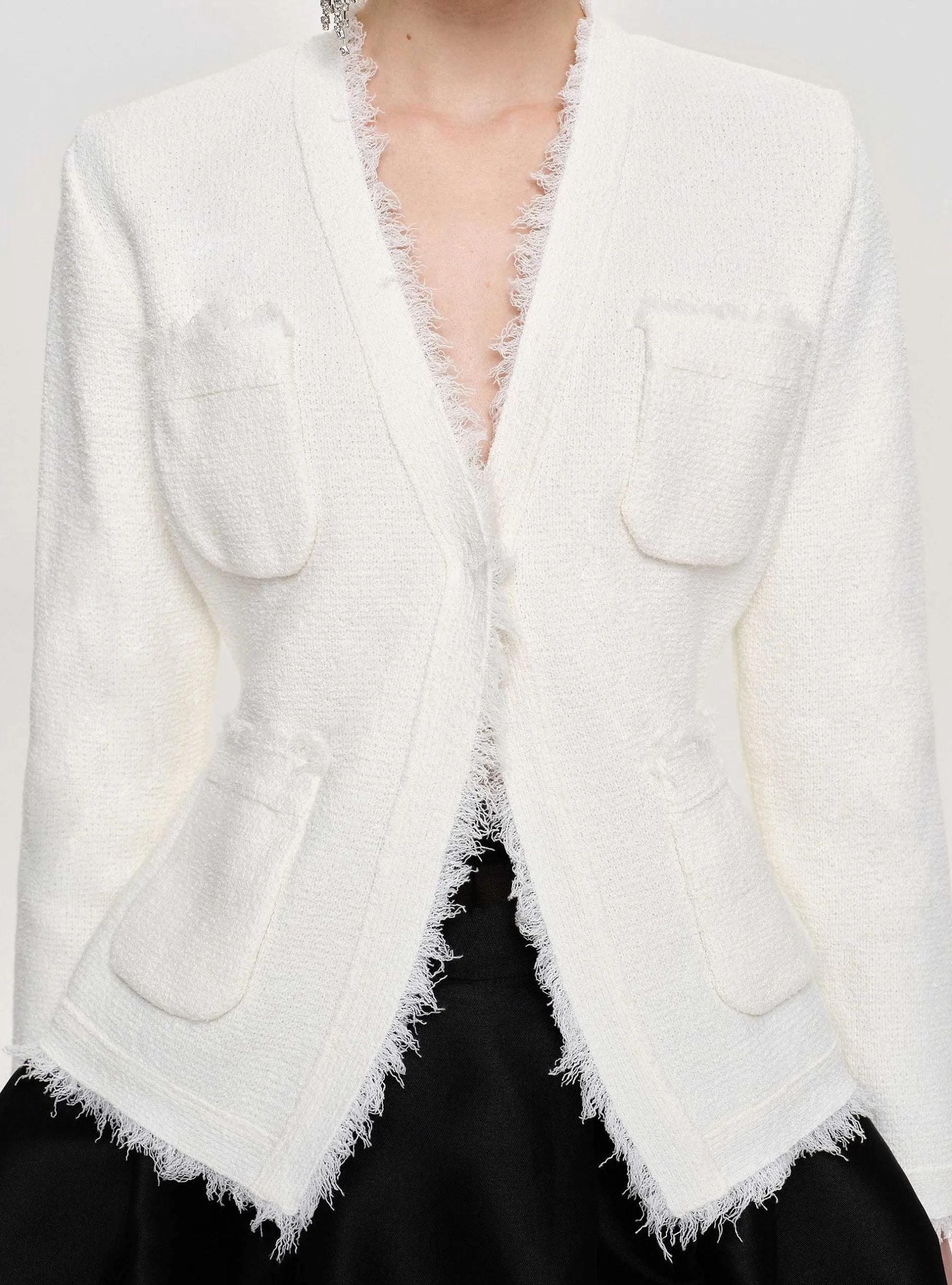 Accessories-Source Unknown Cinched Waist Cardigan, Natural White
