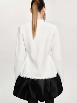 Accessories-Source Unknown Cinched Waist Cardigan, Natural White