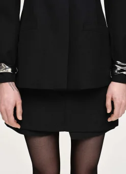Accessories-Source Unknown Cinched Waist Split Jacket, Black