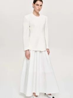 Accessories-Source Unknown Cinched Waist Split Jacket, Ivory