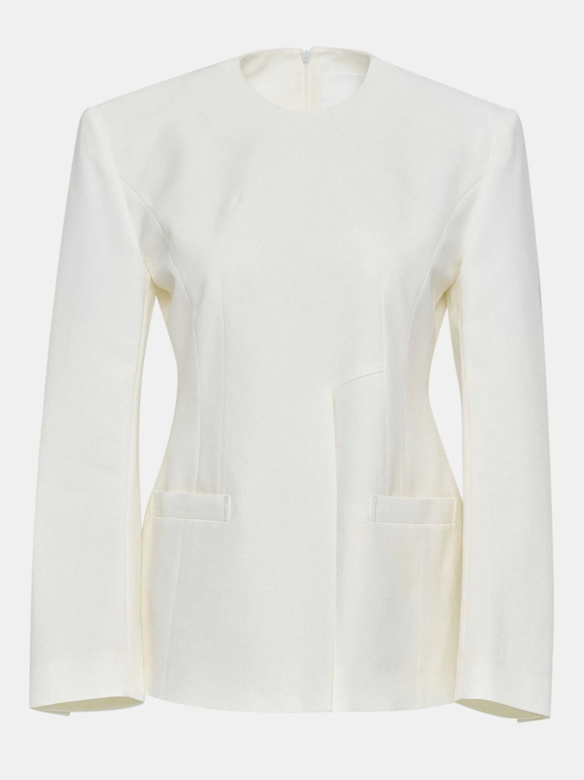 Accessories-Source Unknown Cinched Waist Split Jacket, Ivory
