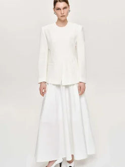 Accessories-Source Unknown Cinched Waist Split Jacket, Ivory