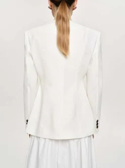 Accessories-Source Unknown Cinched Waist Split Jacket, Ivory