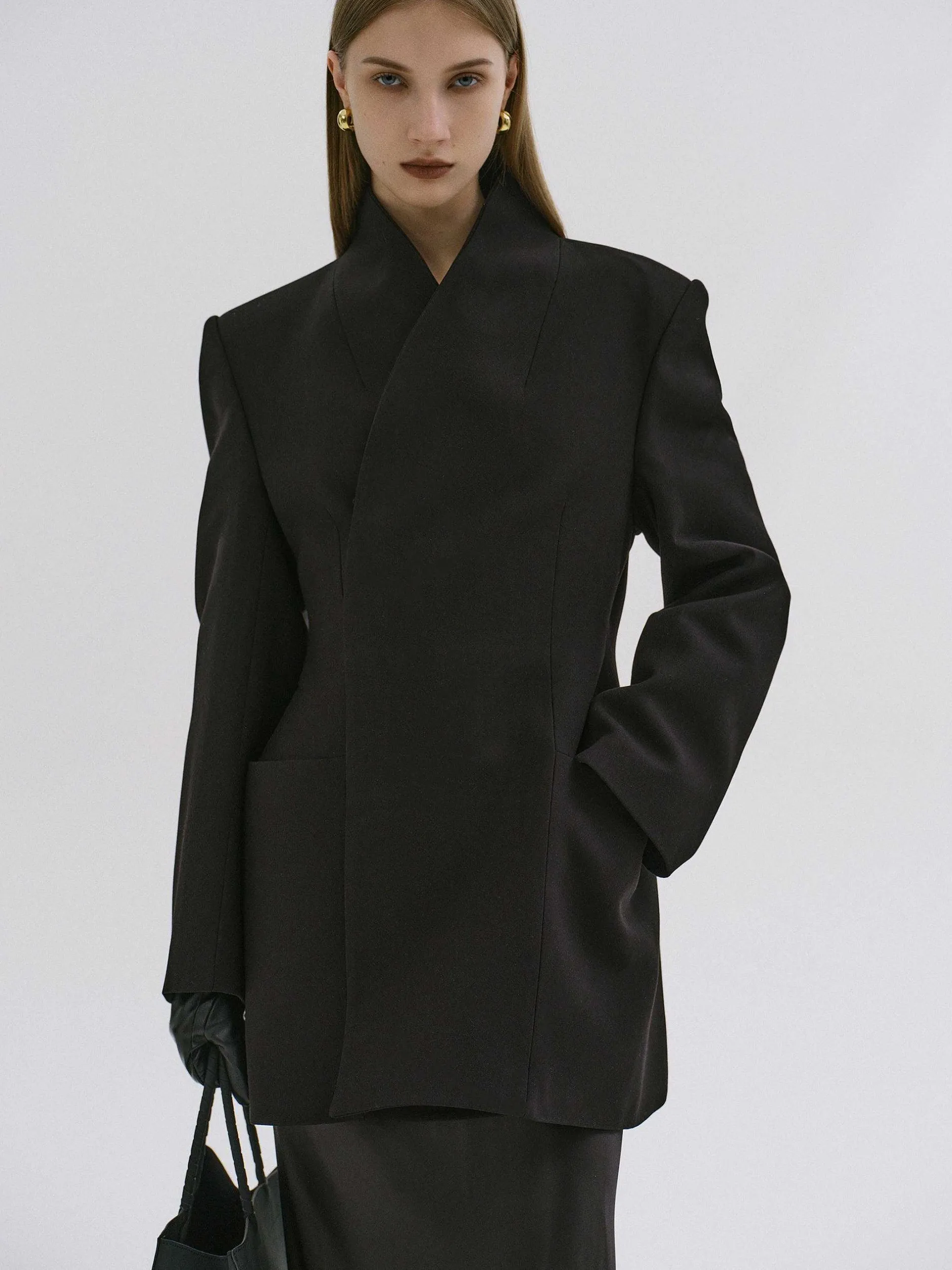 Clothing-Source Unknown Corrin Wrap Blazer, Black