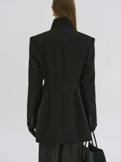 Outerwear-Source Unknown Corrin Wrap Blazer, Black