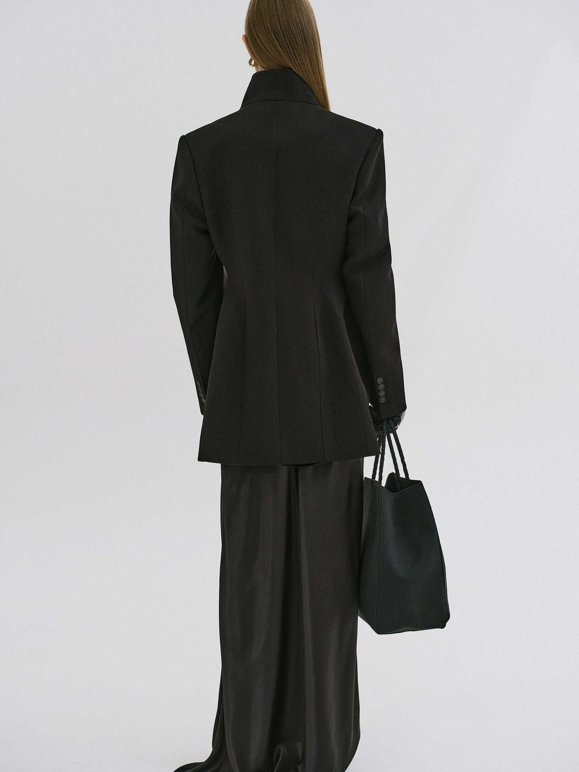 Outerwear-Source Unknown Corrin Wrap Blazer, Black