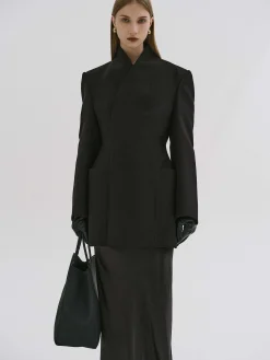 Outerwear-Source Unknown Corrin Wrap Blazer, Black