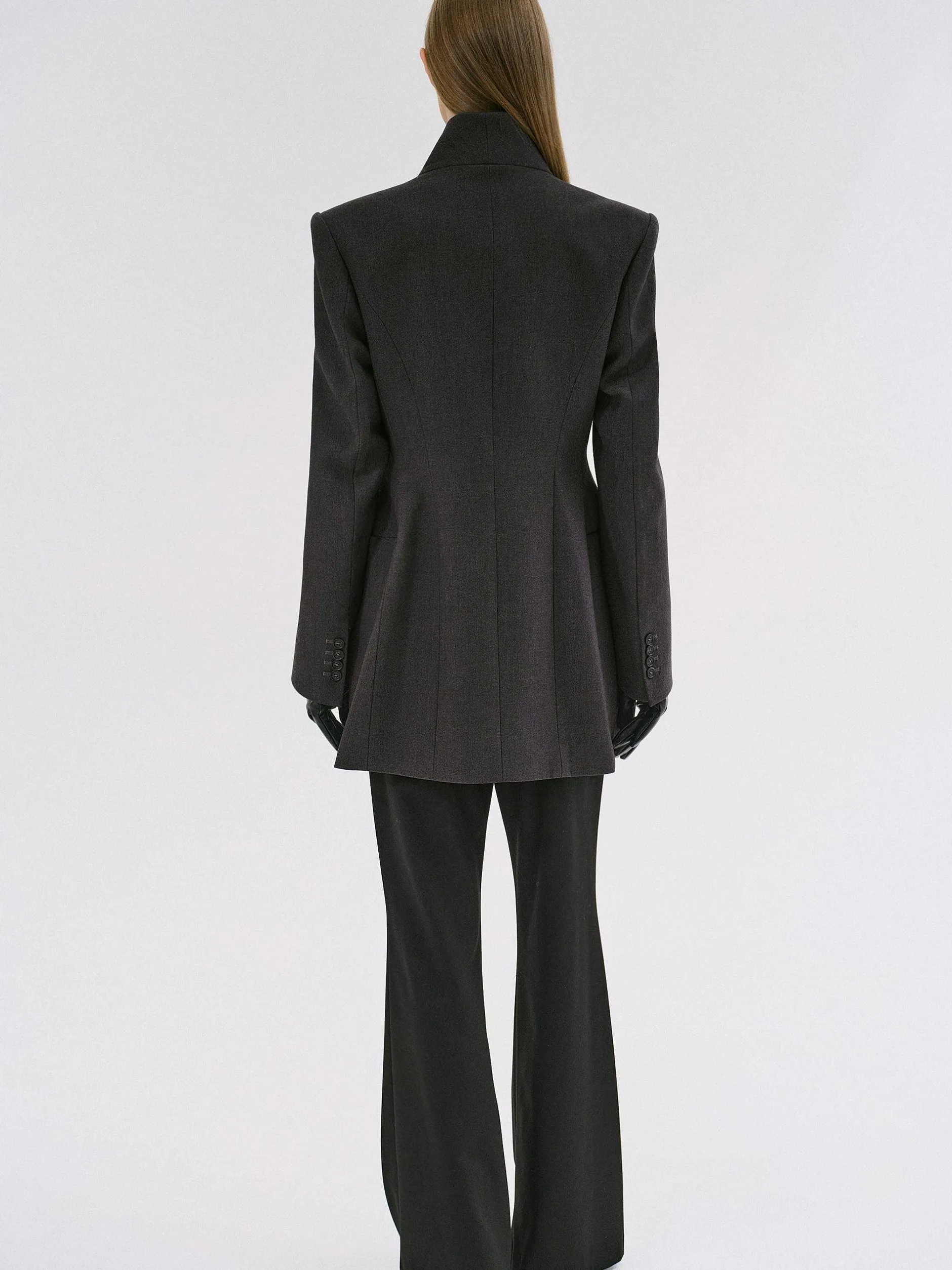 Outerwear-Source Unknown Corrin Wrap Blazer, Charcoal
