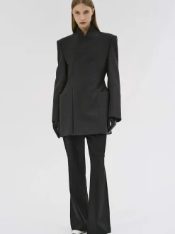 Outerwear-Source Unknown Corrin Wrap Blazer, Charcoal
