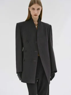 Outerwear-Source Unknown Corrin Wrap Blazer, Charcoal