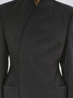 Outerwear-Source Unknown Corrin Wrap Blazer, Charcoal
