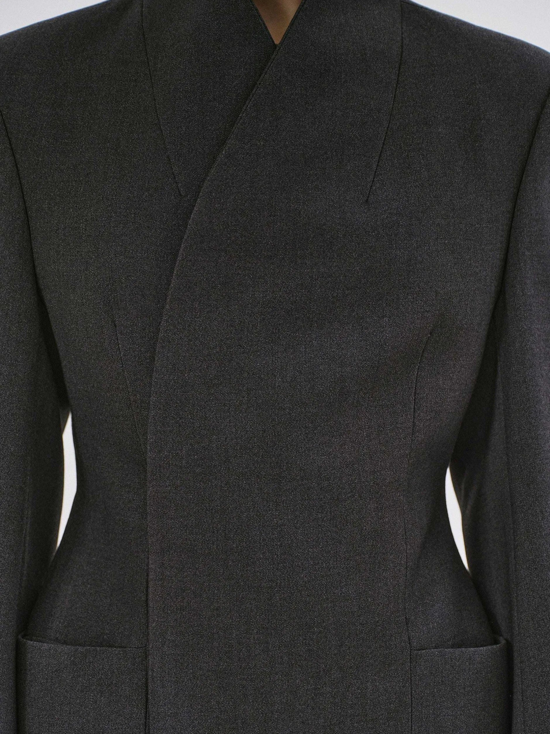 Outerwear-Source Unknown Corrin Wrap Blazer, Charcoal