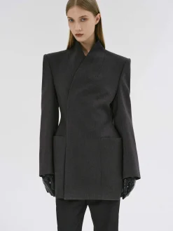 Clothing-Source Unknown Corrin Wrap Blazer, Charcoal