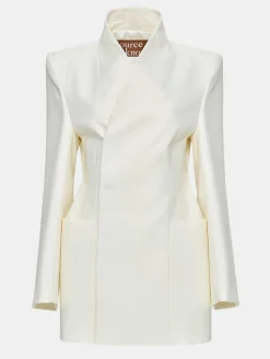Outerwear-Source Unknown Corrin Wrap Blazer, Cream