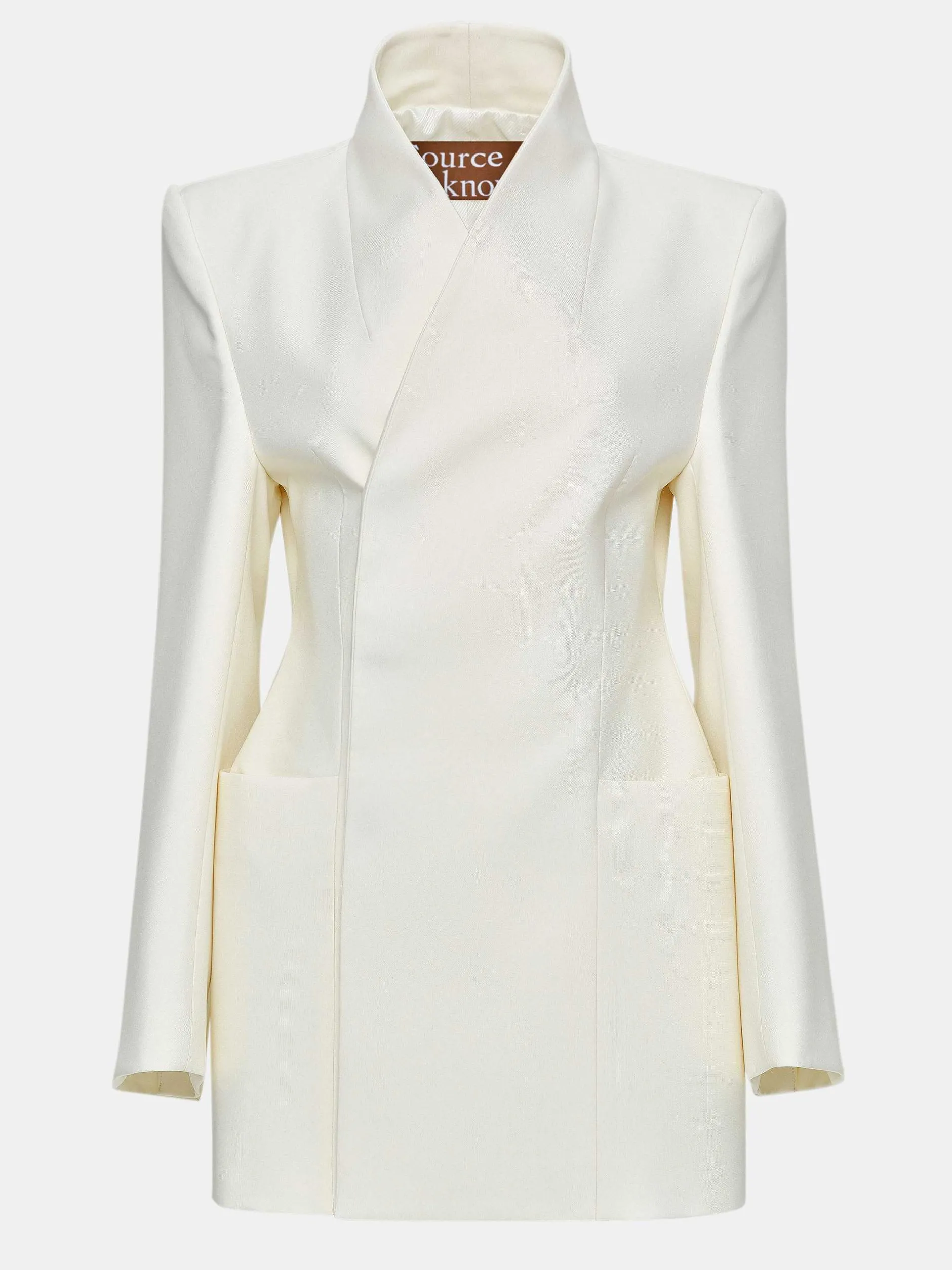 Outerwear-Source Unknown Corrin Wrap Blazer, Cream