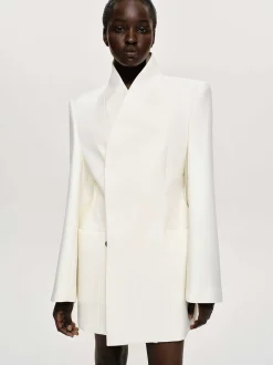 Clothing-Source Unknown Corrin Wrap Blazer, Cream