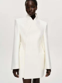Clothing-Source Unknown Corrin Wrap Blazer, Cream