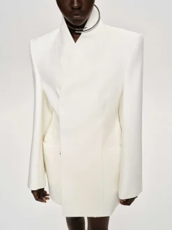 Clothing-Source Unknown Corrin Wrap Blazer, Cream