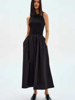 Dresses-Source Unknown Cotton Tank Dress, Black