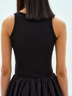 Dresses-Source Unknown Cotton Tank Dress, Black