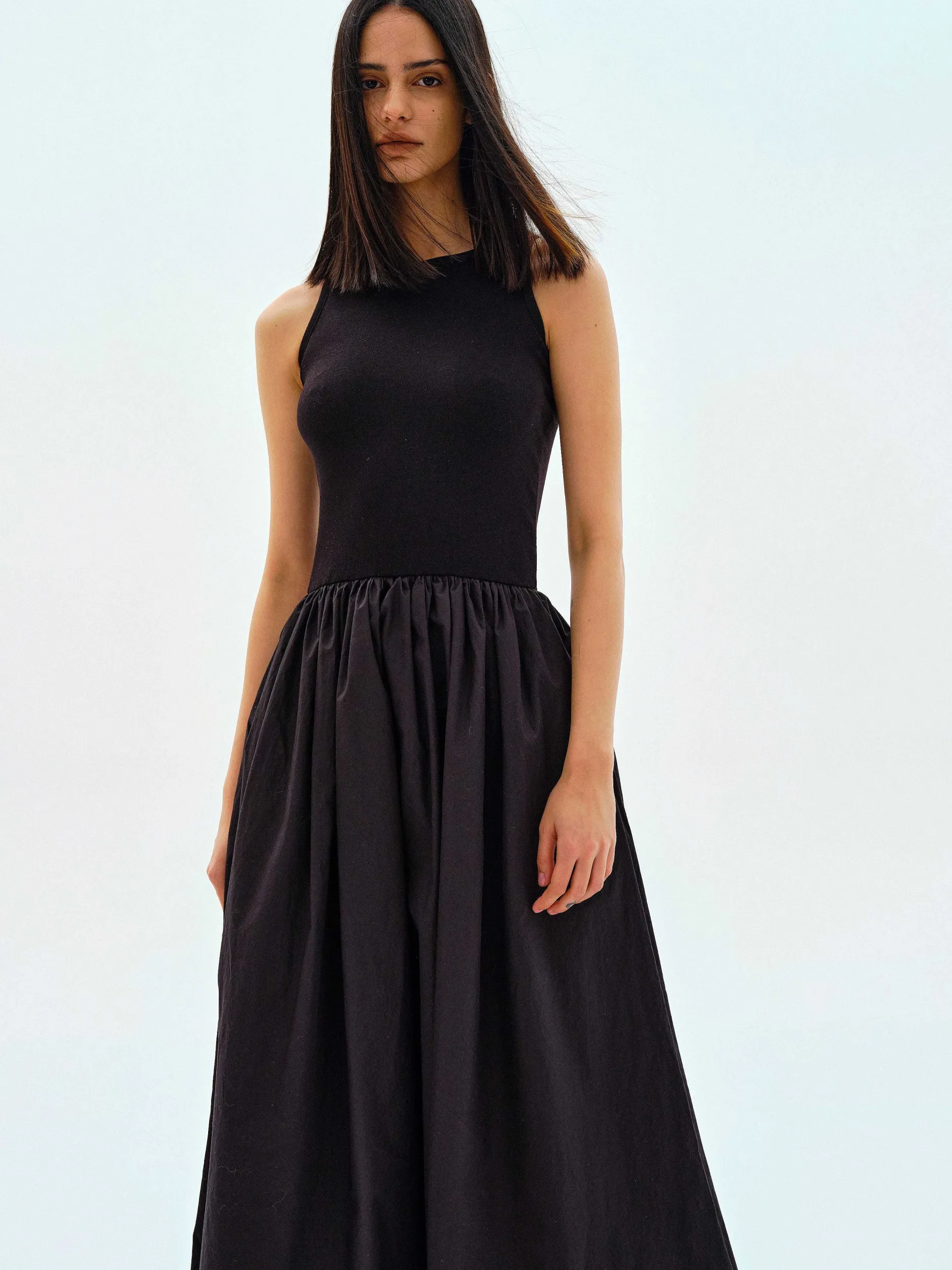 Clothing-Source Unknown Cotton Tank Dress, Black
