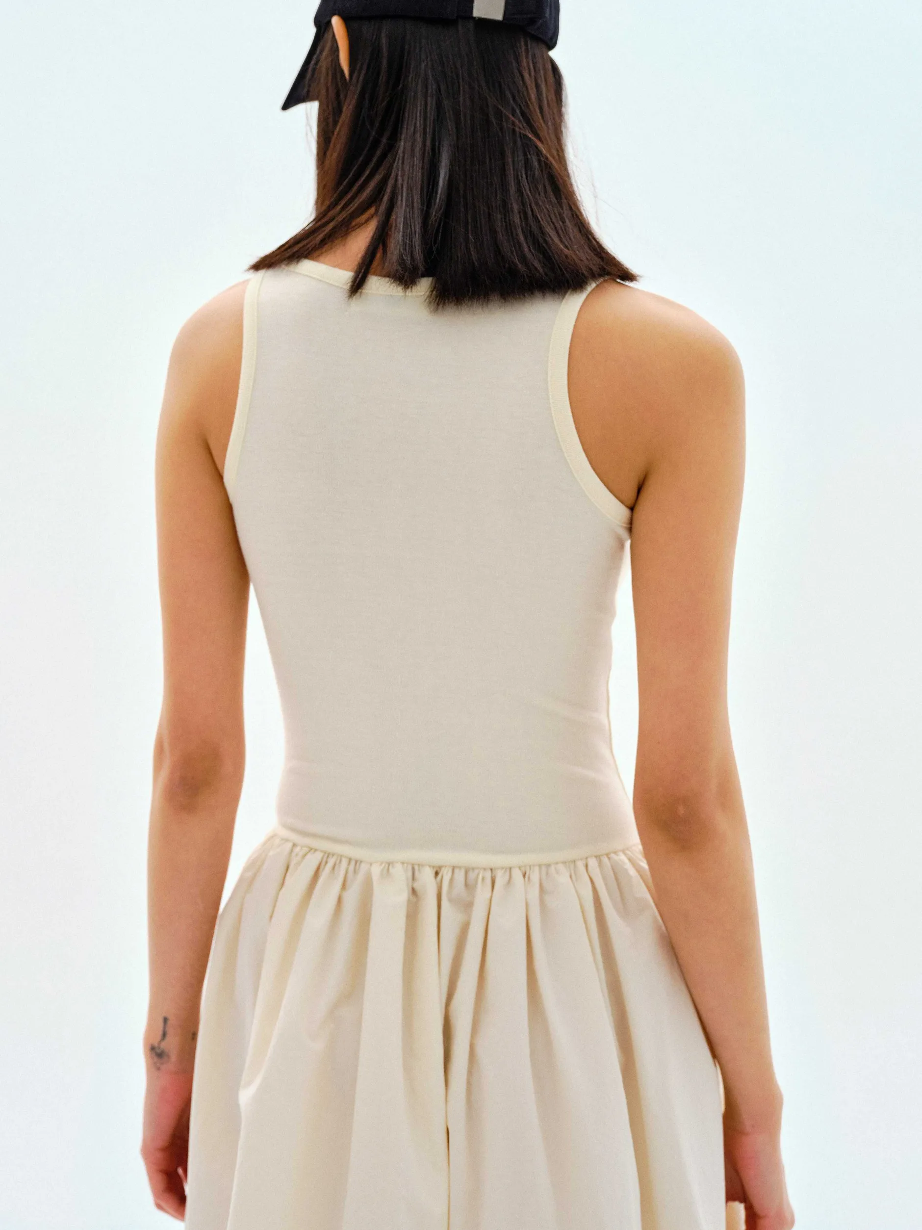 Dresses-Source Unknown Cotton Tank Dress, Tofu