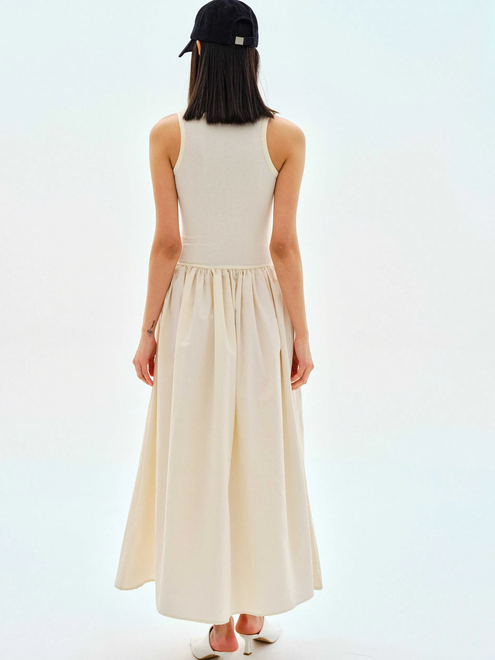 Dresses-Source Unknown Cotton Tank Dress, Tofu