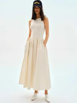 Dresses-Source Unknown Cotton Tank Dress, Tofu