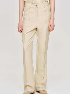 Bottoms-Source Unknown Creased Slim Trousers, Butter