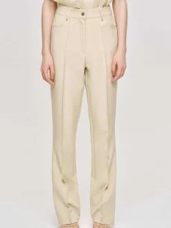 Bottoms-Source Unknown Creased Slim Trousers, Butter