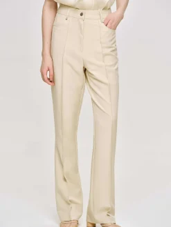 Clothing-Source Unknown Creased Slim Trousers, Butter
