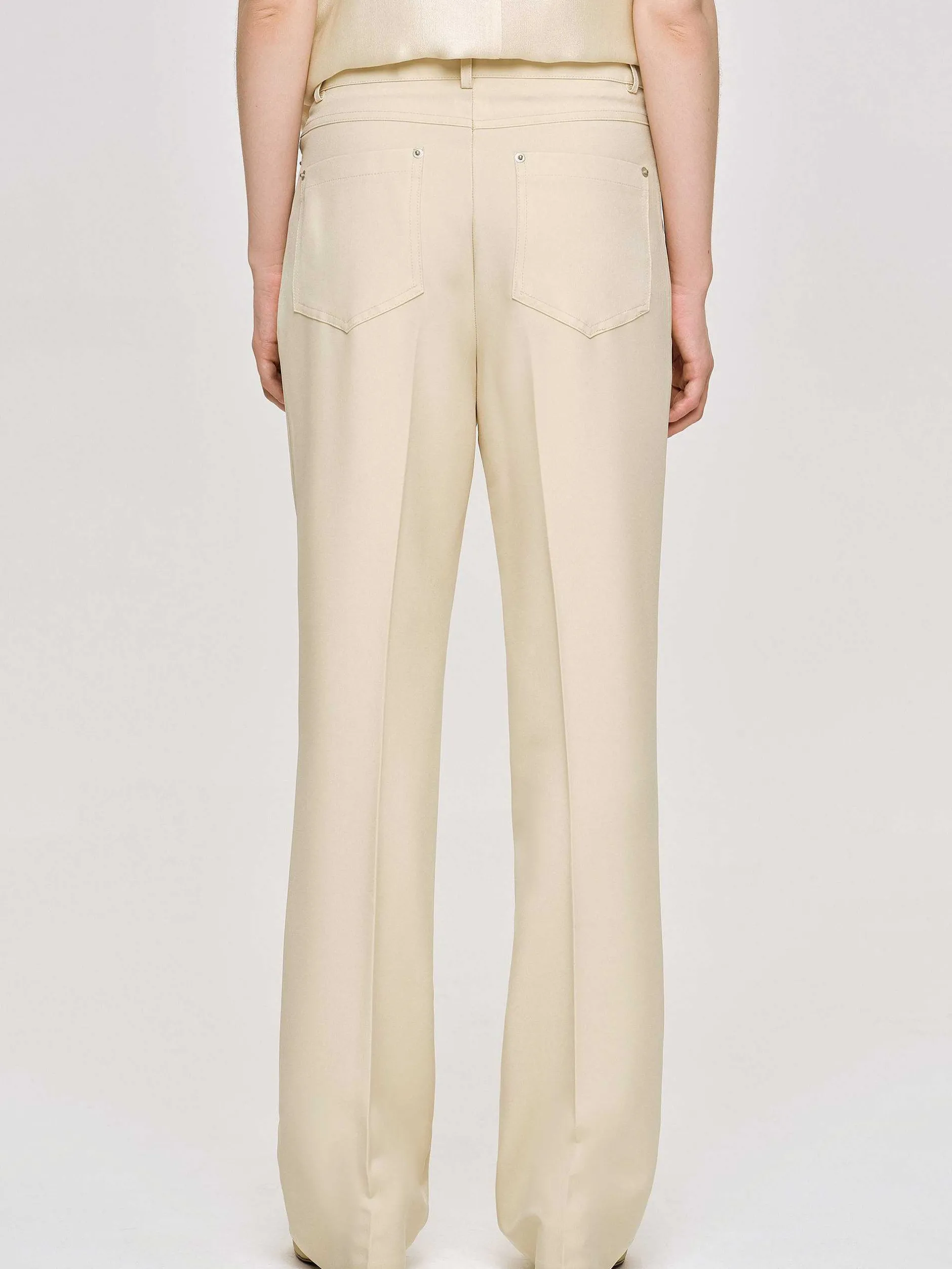 Clothing-Source Unknown Creased Slim Trousers, Butter