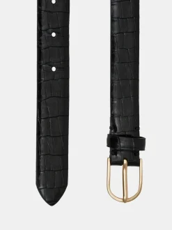 Accessories-Source Unknown Croc-Effect Belt, Black