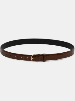 Accessories-Source Unknown Croc-Effect Belt, Brown