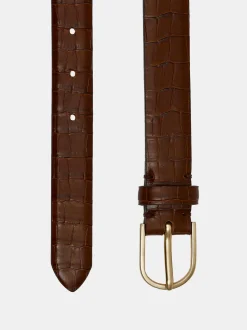 Clothing-Source Unknown Croc-Effect Belt, Brown