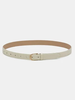Accessories-Source Unknown Croc-Effect Belt, Ivory