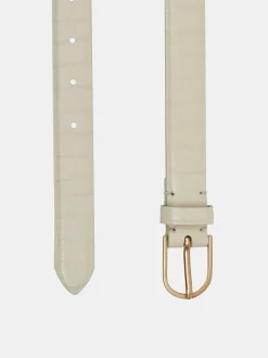 Accessories-Source Unknown Croc-Effect Belt, Ivory