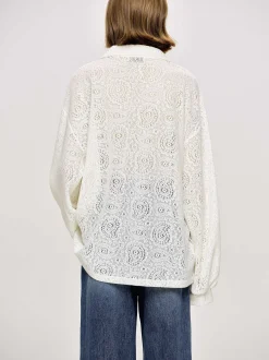 Accessories-Source Unknown Crochet Collar Top, Ivory