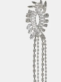 Clothing-Source Unknown Crystal Drop Earrings, Silver