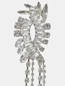 Clothing-Source Unknown Crystal Drop Earrings, Silver