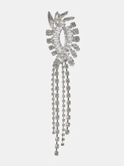 Clothing-Source Unknown Crystal Drop Earrings, Silver